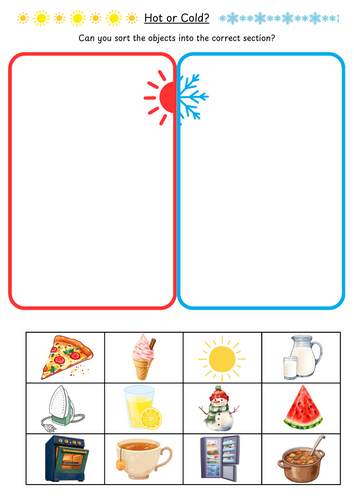 Hot or Cold sorting activity