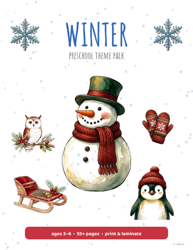 Winter Theme Pack EYFS: Picture Cards, Memory, Bingo, Scavenger Hunt, Colouring