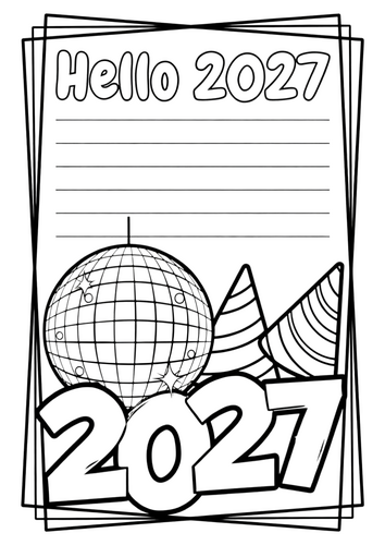 Hello 2027 New Year Lined Writing Paper Templates | NO PREP Printable Worksheets