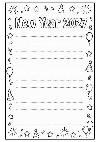 New Year 2027 Blank Lined Writing Paper Templates | NO PREP Printable Worksheets