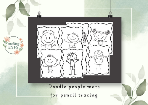 Doodle People Pencil Practice Mats – Tracing & Early Mark Making
