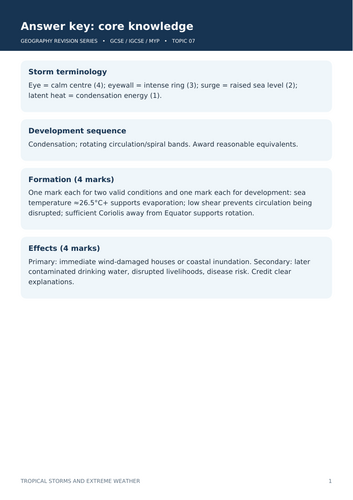 GCSE & IGCSE Geography – Tropical Storms and Extreme Weather | Revision Workbook, Case Studies & Exa