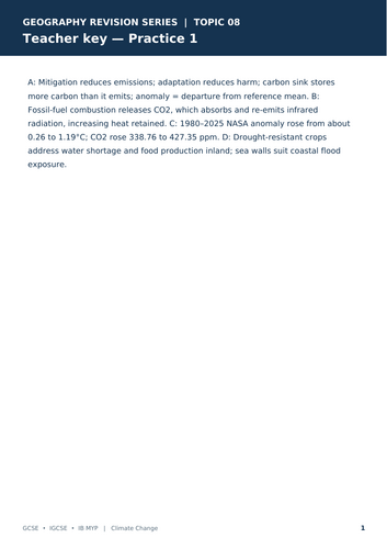 GCSE & IGCSE Geography – Climate Change Revision Workbook | Case Studies, Climate Graphs & Exam Prac