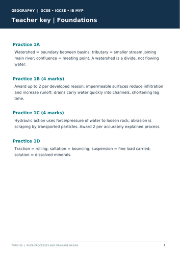 GCSE & IGCSE Geography – River Processes and Drainage Basins | Revision Workbook, Diagrams & Exam Pr