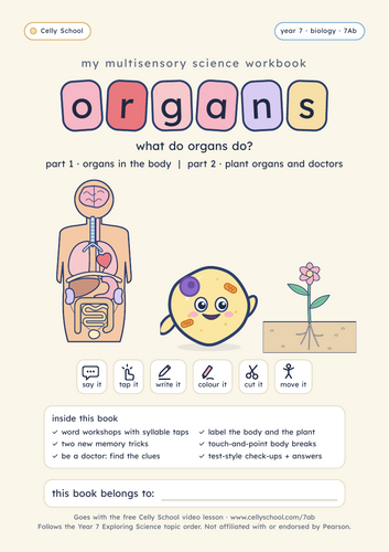 Organs - KS3 Dyslexia-Friendly Workbook (7Ab)