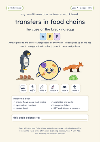 Transfers in food chains - KS3 Dyslexia-Friendly Workbook (7De)