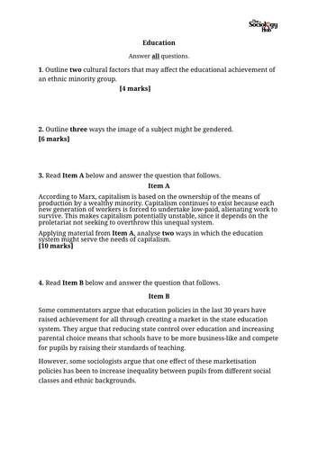 AQA A-level Sociology Education: Unit Assessment