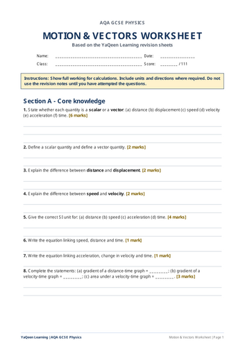 GCSE Physics: Motion and Vectors