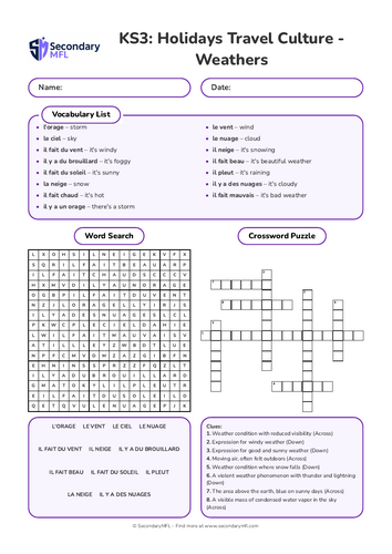 KS3 French Activity Pack: Weather & Climate