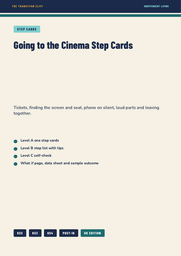 Going to the Cinema Step Cards: Tickets, Seats and Film Etiquette for SEND and ASC
