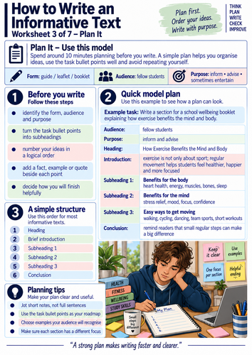 GCSE English Language | Informative Writing Pack 2 | 7 Worksheets, Planning & Model Paragraphs
