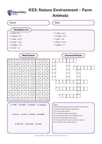 KS3 Spanish Activity Pack: Farm Animals