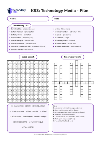 KS3 French Activity Pack: Film Genres