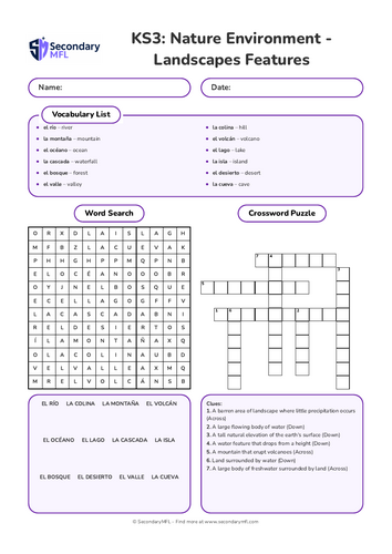 KS3 Spanish Activity Pack: Landscapes & Geographical