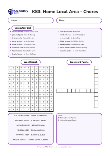 KS3 Spanish Activity Pack: Chores