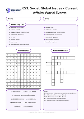 KS Spanish Activity Pack: Current Affairs & World Events
