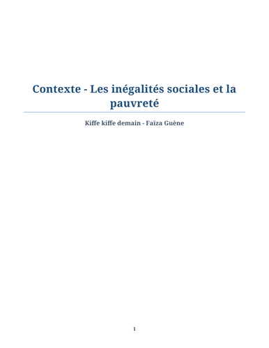 Kiffe kiffe demain – Faïza Guène – Context: Social Inequality and Poverty
