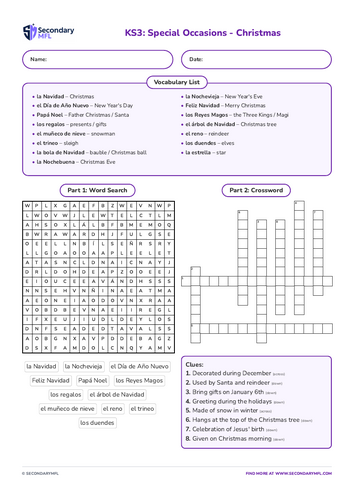 KS3 Spanish Activity Pack: Special Occasions Christmas