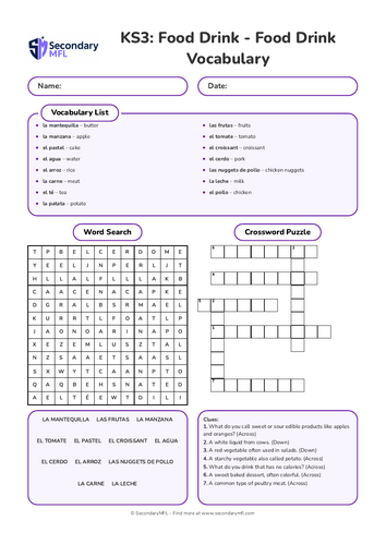 KS Spanish Activity Pack: Food & Drink Vocabulary for KS3