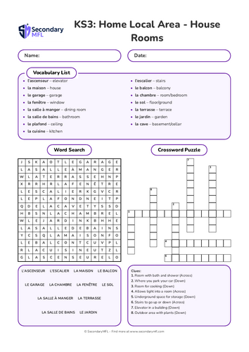 KS3 French Activity Pack: House and Rooms