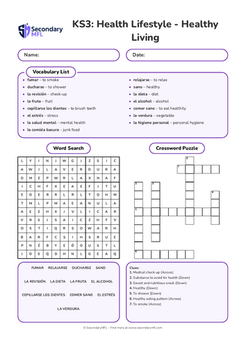 KS3 Spanish Activity Pack: Healthy Living & Hygiene