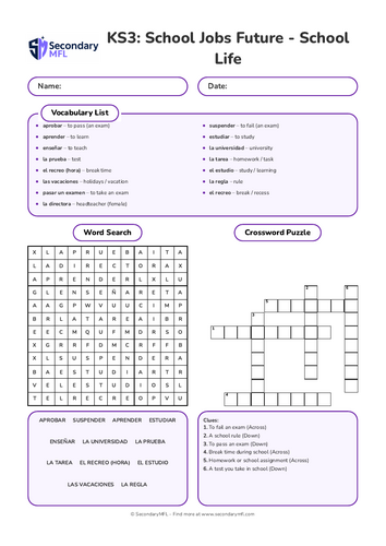 KS3 Spanish Activity Pack: School Life