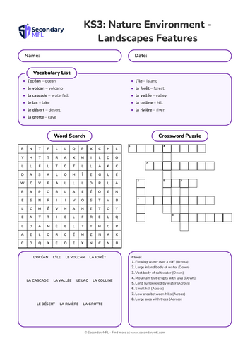 KS3 French Activity Pack: Landscape & Features