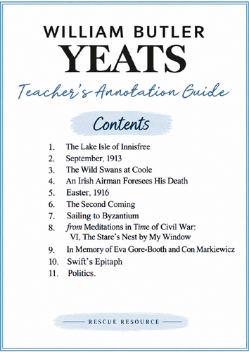 W. B. Yeats – Teacher’s Poetry Annotation Guide