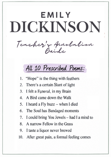 Emily Dickinson – Teacher’s Poetry Annotation Pack