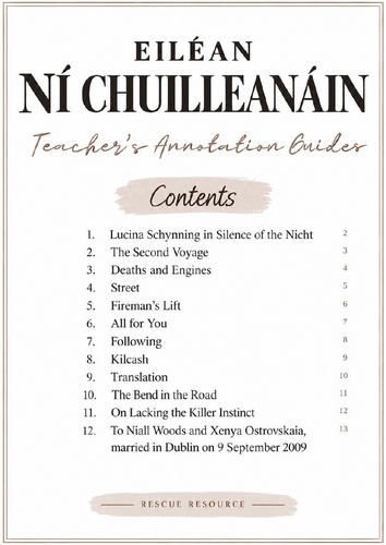 Eiléan Ní Chuilleanáin – Teacher’s Poetry Annotation Guide
