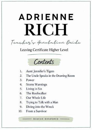 Adrienne Rich – Teacher’s Poetry Annotation Guide