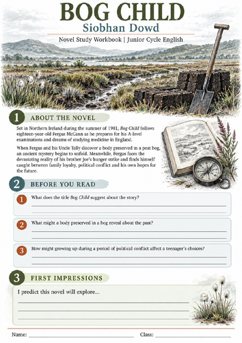 Bog Child by Siobhan Dowd – Junior Cycle Novel Study Workbook