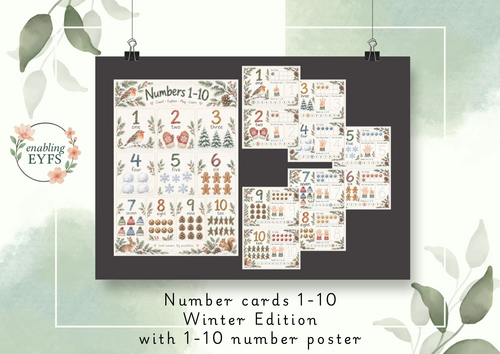 Number Cards 1–10 with a Number Poster Winter Edition