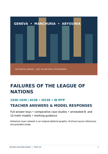 Failures of the League of Nations in the 1930s | GCSE, IGCSE & IB MYP History Revision Booklet + Mod