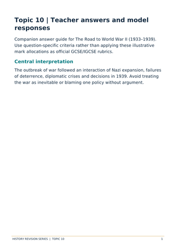 The Road to World War II (1933–1939) | GCSE, IGCSE & IB MYP History Revision Booklet + Model Answers