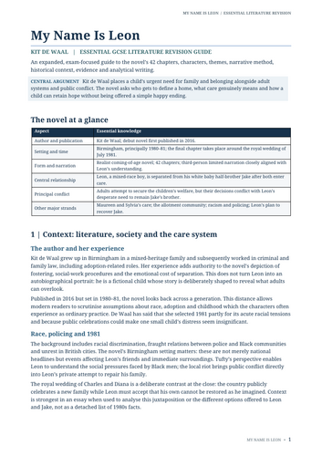 My Name Is Leon – Kit de Waal – Essential Guide