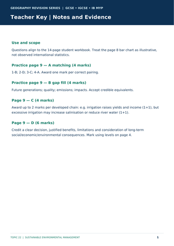 GCSE & IGCSE Geography – Sustainable Environmental Management | Revision Workbook, Case Studies & Ex