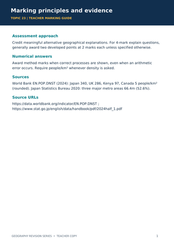 GCSE & IGCSE Geography – Population Distribution and Density | Revision Workbook, Case Studies & Exa