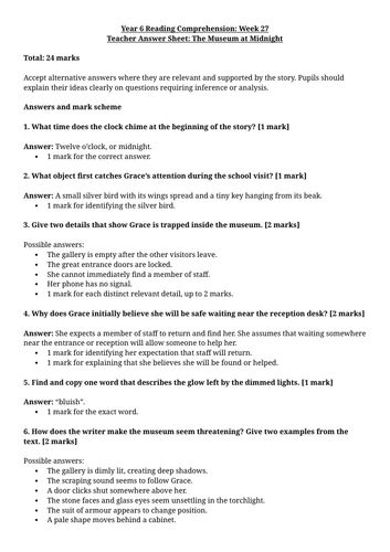Year 6 Reading Comprehension Week 27 - Reading and Answers