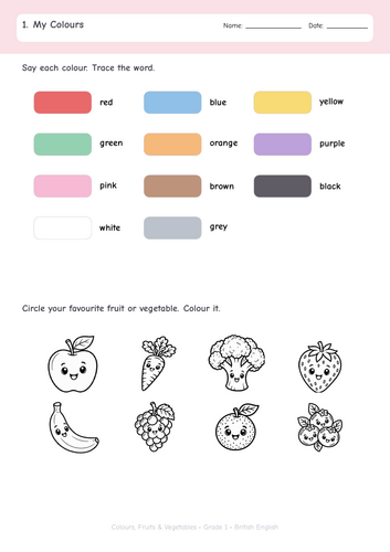 Grade 1 Colours, Fruits & Vegetables