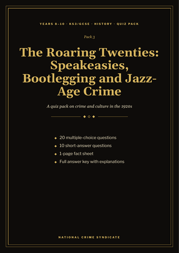 The Roaring Twenties Quiz Pack: 1920s Crime