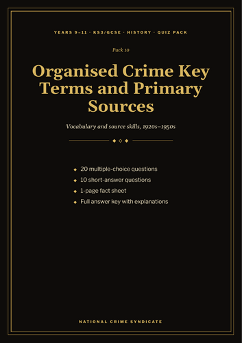 Organised Crime Key Terms and Sources Quiz