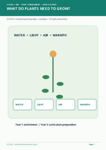 What Do Plants Need to Grow? | KS1 Science | Year 1–2 Worksheets & Investigations