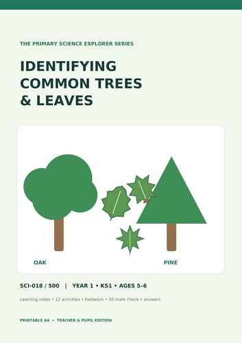 Identifying Common Trees and Leaves | Year 1 Science | KS1 Worksheets & Activities