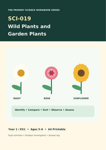 Wild Plants and Garden Plants | Year 1 Science | KS1 Worksheets & Activities
