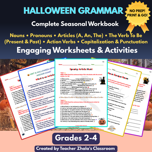 Halloween English Grammar: Complete Seasonal Workbook (Grades 2-4)