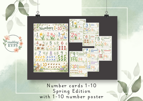 Number Cards 1–10 with a Number Poster Spring Edition