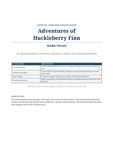 Adventures of Huckleberry Finn – Mark Twain – Essential Guide