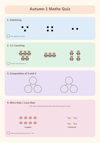 Autumn 1 Maths Quiz – Reception (EYFS)