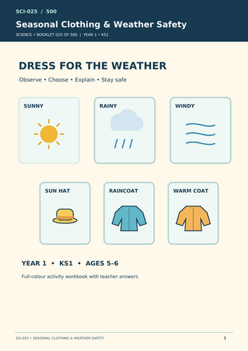 Seasonal Clothing and Weather Safety | Year 1 Science | KS1 Worksheets & Activities
